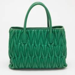Miu Miu Green Matelassé Leather Snap Tote