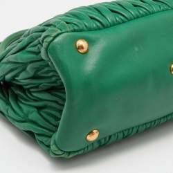 Miu Miu Green Matelassé Leather Snap Tote