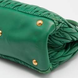 Miu Miu Green Matelassé Leather Snap Tote