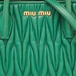 Miu Miu Green Matelassé Leather Snap Tote