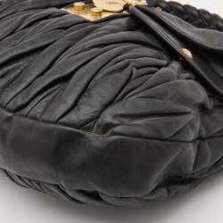 Miu Miu Black Matelassé Leather Coffer Bag