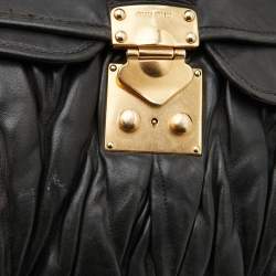 Miu Miu Black Matelassé Leather Coffer Bag