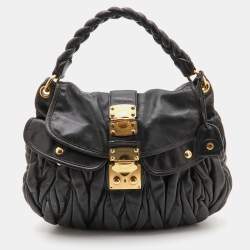 Miu Miu Black Matelassé Leather Coffer Bag
