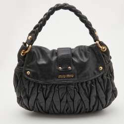 Miu Miu Black Matelassé Leather Coffer Bag