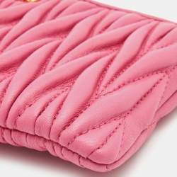 Miu Miu Pink Matelassé Leather Zip Pouch