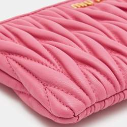 Miu Miu Pink Matelassé Leather Zip Pouch