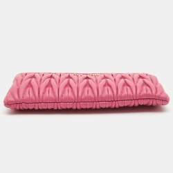 Miu Miu Pink Matelassé Leather Zip Pouch