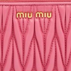 Miu Miu Pink Matelassé Leather Zip Pouch