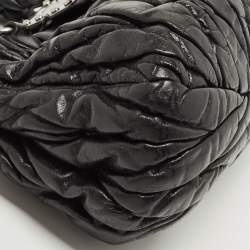 Pre Owned Miu Miu Black Matelassé Leather Bauletto Bag