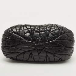Pre Owned Miu Miu Black Matelassé Leather Bauletto Bag