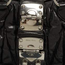 Pre Owned Miu Miu Black Matelassé Leather Bauletto Bag