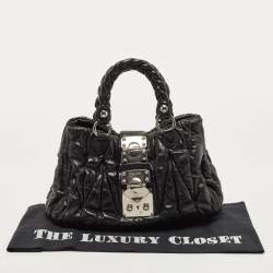 Pre Owned Miu Miu Black Matelassé Leather Bauletto Bag
