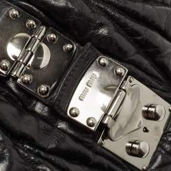 Pre Owned Miu Miu Black Matelassé Leather Bauletto Bag