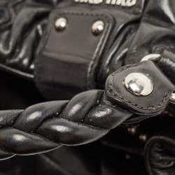 Pre Owned Miu Miu Black Matelassé Leather Bauletto Bag