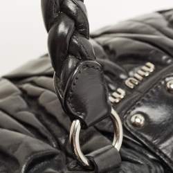 Pre Owned Miu Miu Black Matelassé Leather Bauletto Bag