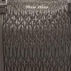 Miu Miu Grey Cloque Leather Chain Satchel