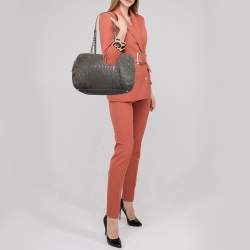 Miu Miu Grey Cloque Leather Chain Satchel