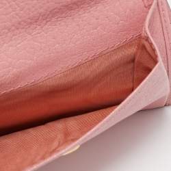 Pre Owned Miu Miu Pink/Black Floral Print Leather Bifold Wallet 