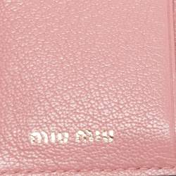 Pre Owned Miu Miu Pink/Black Floral Print Leather Bifold Wallet 