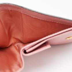 Pre Owned Miu Miu Pink/Black Floral Print Leather Bifold Wallet 