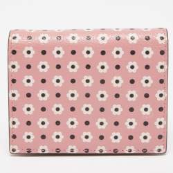 Pre Owned Miu Miu Pink/Black Floral Print Leather Bifold Wallet 