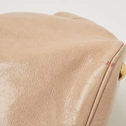 Miu Miu Beige Crinkled Glossy Leather Middle Zip Tote