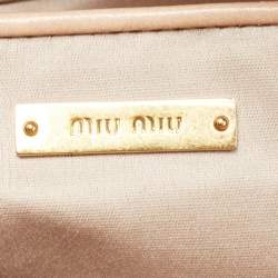 Miu Miu Beige Crinkled Glossy Leather Middle Zip Tote