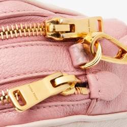 Pre Owned Miu Miu Two Tone Pink Madras Leather Double Zip Camera Bag