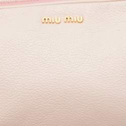 Pre Owned Miu Miu Two Tone Pink Madras Leather Double Zip Camera Bag