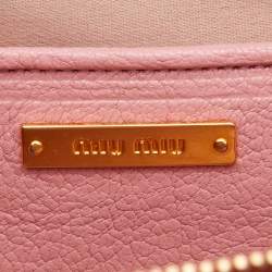 Pre Owned Miu Miu Two Tone Pink Madras Leather Double Zip Camera Bag