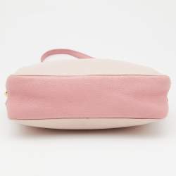 Pre Owned Miu Miu Two Tone Pink Madras Leather Double Zip Camera Bag