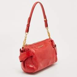 Miu Miu Red Vitello Lux Leather Bow Pochette Bag