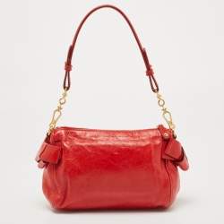 Miu Miu Red Vitello Lux Leather Bow Pochette Bag