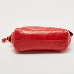 Miu Miu Red Vitello Lux Leather Bow Pochette Bag