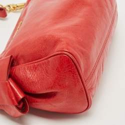 Miu Miu Red Vitello Lux Leather Bow Pochette Bag