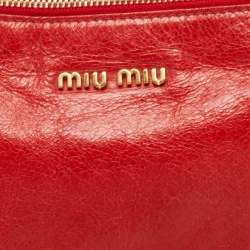 Miu Miu Red Vitello Lux Leather Bow Pochette Bag