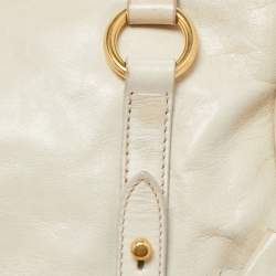 Miu Miu Light Green Vitello Lux Leather Small Bow Satchel
