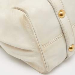 Miu Miu Light Green Vitello Lux Leather Small Bow Satchel