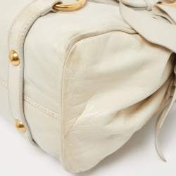 Miu Miu Light Green Vitello Lux Leather Small Bow Satchel