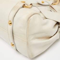 Miu Miu Light Green Vitello Lux Leather Small Bow Satchel
