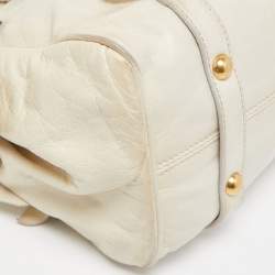 Miu Miu Light Green Vitello Lux Leather Small Bow Satchel