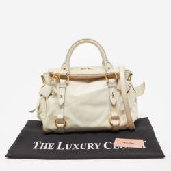Miu Miu Light Green Vitello Lux Leather Small Bow Satchel