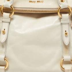Miu Miu Light Green Vitello Lux Leather Small Bow Satchel