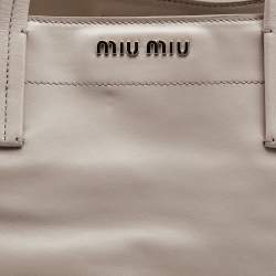 Miu Miu Grey Vitello Soft Leather Shopper Tote
