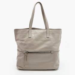 Miu Miu Grey Vitello Soft Leather Shopper Tote