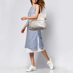 Miu Miu Grey Vitello Soft Leather Shopper Tote