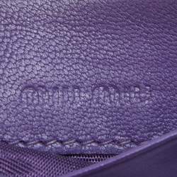 Pre Owned حافظة بطاقات ميو ميو جلد مادراس ذهبي ميتاليك