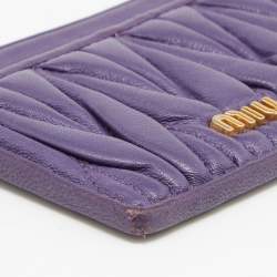 Pre Owned حافظة بطاقات ميو ميو جلد مادراس ذهبي ميتاليك