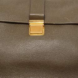 Miu Miu Dark Green Madras Leather Pushlock Flap Top Handle Bag
