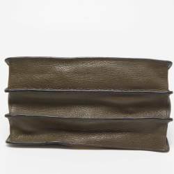 Miu Miu Dark Green Madras Leather Pushlock Flap Top Handle Bag